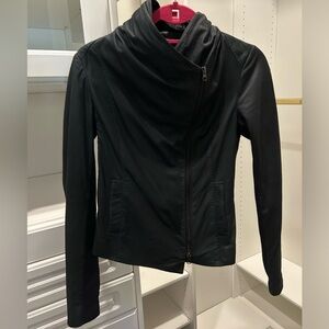 Vince Bergdorf Goodman Scuba Asymmetric Fastening Leather Jacket